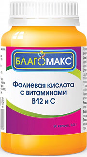 Благомакс капсулы фолиевая к-та-витв12- витамин c 90 шт