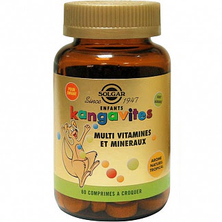 Солгар кангавитес мультивитамины и минералы таблетки жевательные для детей со вкусом тропических фруктов 60 шт