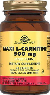 Солгар л-карнитин таблетки 500мг 30 шт