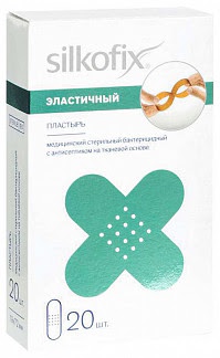 Силкофикс пластырь бактерицидный стерильный с антисептиком на тканевой основе эластичный 19х72 20 шт
