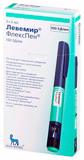Левемир флекспен 100ед-мл 3мл 5 шт раствор для подкожного введения шприц-ручка