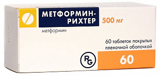 Метформин-рихтер 500мг 60 шт таблетки покрытые пленочной оболочкой
