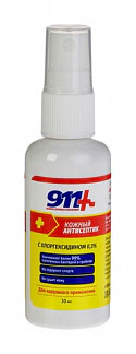 911 антисептик кожный с хлоргексидином 03% 30мл