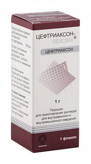 Цефтриаксон-лексвм 1г 1 шт порошок для приготовления раствора для внутривенного и внутримышечного введения