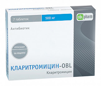 Кларитромицин-obl 500мг 7 шт таблетки покрытые пленочной оболочкой