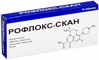 Рофлокс-скан 250мг 10 шт таблетки покрытые пленочной оболочкой
