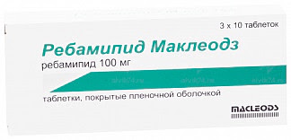 Ребамипид маклеодз 100мг 30 шт таблетки покрытые пленочной оболочкой