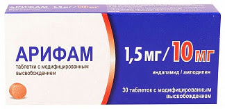 Арифам 10мг+15мг 30 шт таблетки модифицированного высвобождения покрытые пленочной оболочкой