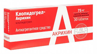 Клопидогрел-акрихин 75мг 30 шт таблетки покрытые пленочной оболочкой