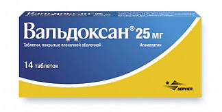 Вальдоксан 25мг 14 шт таблетки покрытые пленочной оболочкой