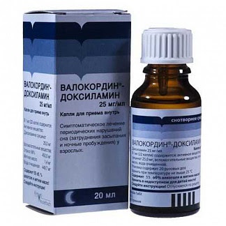 Валокордин-доксиламин 25мг-мл 20мл капли для приема внутрь