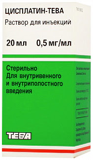 Цисплатин-тева 05мг-мл 20мл концентрат для приготовления раствора для инфузий