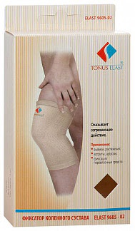 Тонус эласт бинт медицинский эластичный трубчатый для фиксации коленного сустава арт9605-02 №3 бежевый