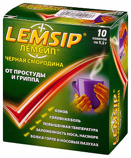 Лемсип 10 шт порошок для приготовления раствора для приема внутрь черная смородина