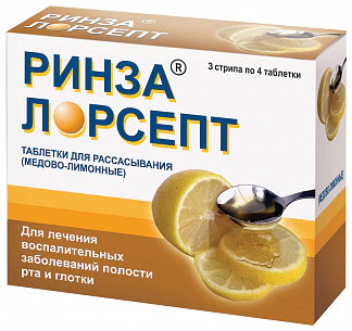 Ринза лорсепт 12 шт таблетки для рассасывания мед-лимон