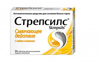 Стрепсилс 24 шт таблетки для рассасывания мед-лимон