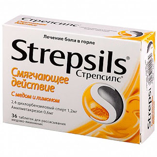 Стрепсилс 36 шт таблетки для рассасывания мед-лимон
