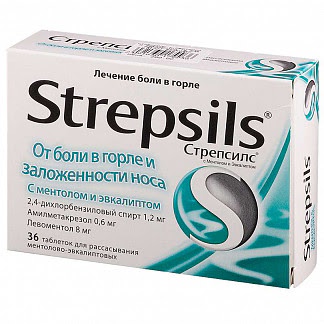 Стрепсилс 36 шт таблетки для рассасывания ментол-эвкалипт