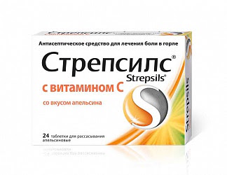 Стрепсилс с витамином c 24 шт таблетки для рассасывания апельсин