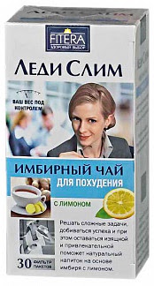 Леди слим имбирный чай фильтр-пакет 2г лимон 30 шт